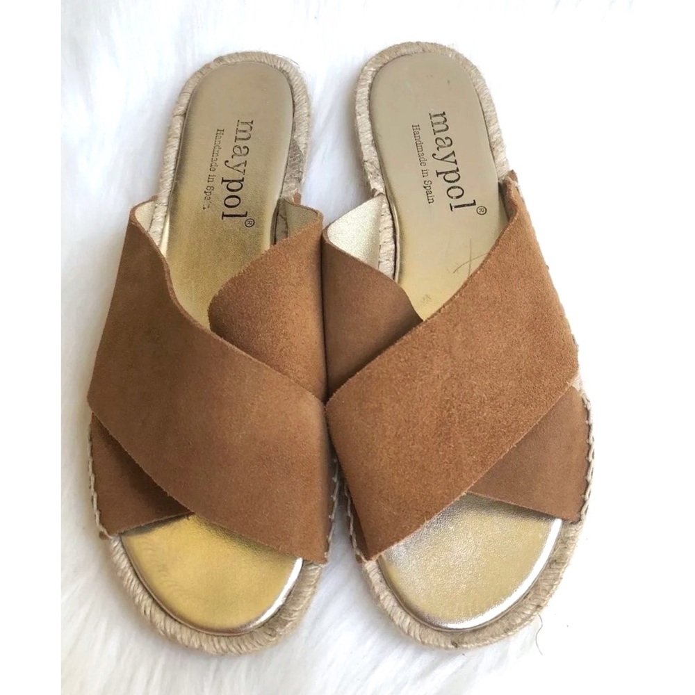 Maypol ‘Mixto’ Tan Suede Espadrille Slides - Picture 3 of 8